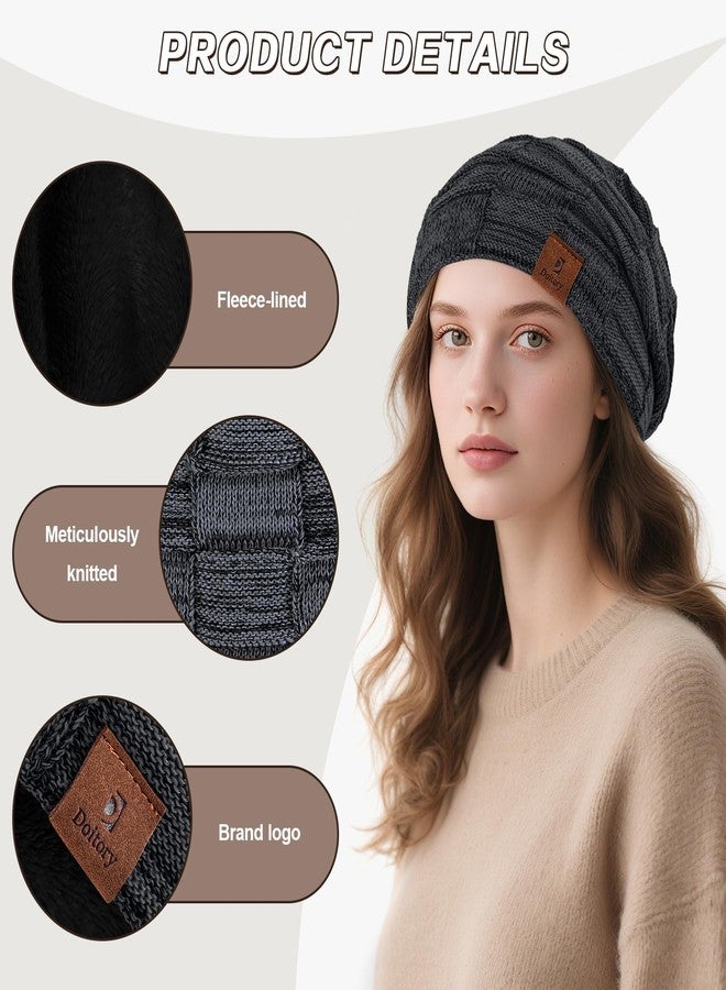 Doitory Beanie Hat for Men and Women, Unisex Winter Slouchy Beanie Knit Warm Hat, Cotton Cap for Cold Weather - Image 4